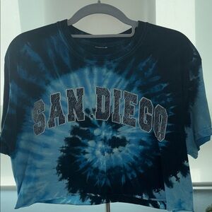 Source Unknown Dark Blue Tie-Dye Crop Top